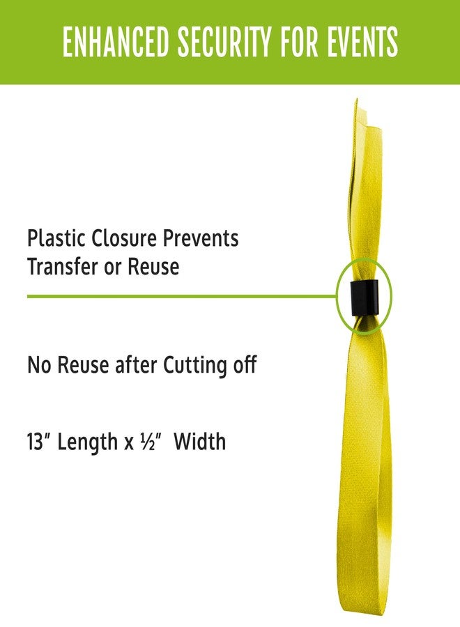 Wristco 100 Yellow Cloth Event Wristbands – Plastic Closure to Prevent Transfer or Reuse – Premium-Grade Fabric Bracelets for Party Entry, Summer Camp, VIP Identification, Drink Ticket ID - Image 2